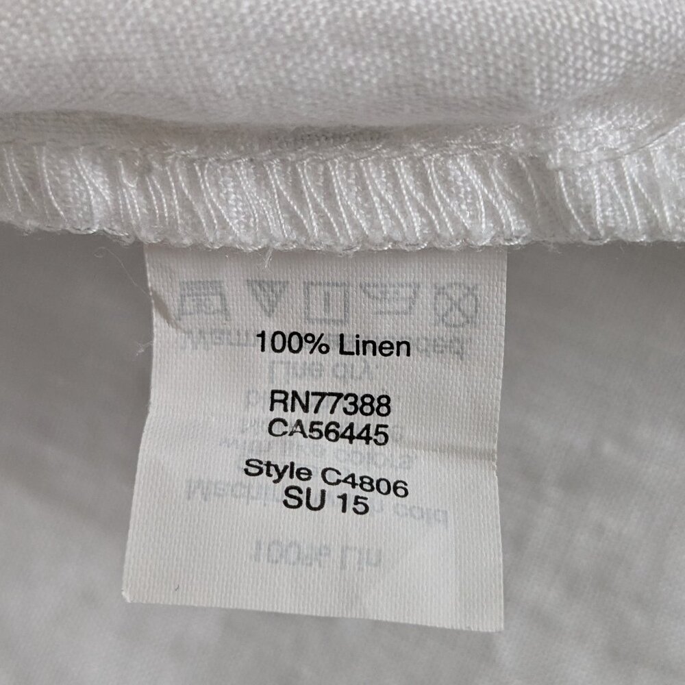 J. Crew Top Women's Size 2 White Scalloped Split-Back Linen Eyelet Blouse #C4806 - Picture 11 of 14